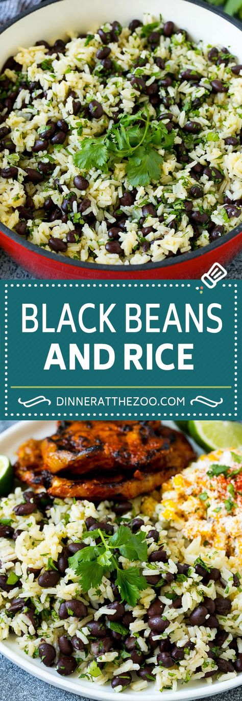 Black Beans and Rice Recipe | Cuban Black Beans | Beans and Rice #beans #rice #blackbeans #sidedish #glutenfree #dinner #dinneratthezoo Cuban Rice And Beans, Black Beans And Rice Recipe, Rice And Beans Recipe, Cuban Black Beans, Beans Beans, Perfume Versace, Black Beans And Rice, Black Bean Recipes, Rice Recipes For Dinner