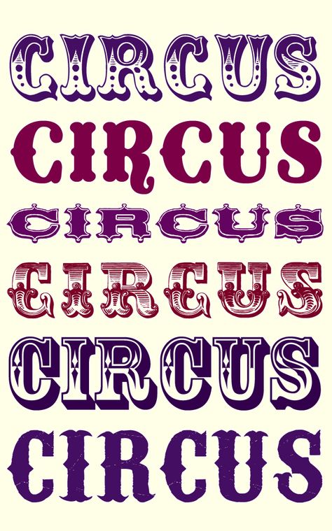 Circus Ephemera, Circus Graphics, Carnival Font, Gala Inspiration, Fonts Numbers, Circus Font, Circus Signs, Haunted Carnival, Fonts Ideas