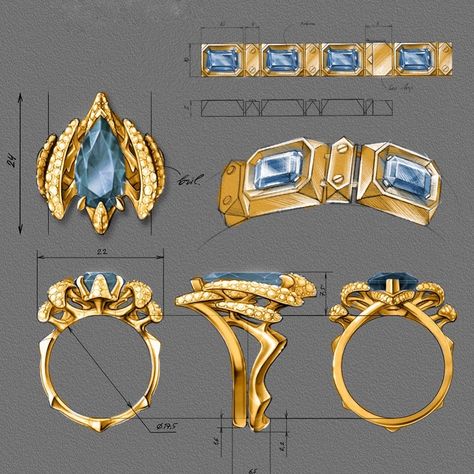 Jewellery paint-ups by @kantorjewelry / / / #jewelry #jewellery #gold #sapphire #drawing #painting #art #jewelrydesigner #jewelryaddict Sapphire Drawing, Jewellery Sketching, Jewellery Drawing, Art Deco Inspired Jewelry, Ring Sketch, Jewel Drawing, Gem Drawing, Ring And Bracelet, Fabric Paint Diy