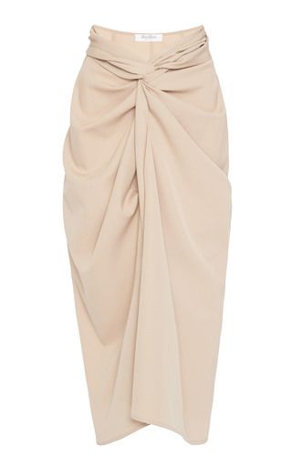 Uva Lightweight Wool Draped Skirt by Max Mara | Moda Operandi Elegant Skirts, Knot Skirt, Pencil Skirt Casual, Beige Skirt, Wool Crepe, Women Streetwear, Draped Skirt, High Waisted Pencil Skirt, Rock Chic