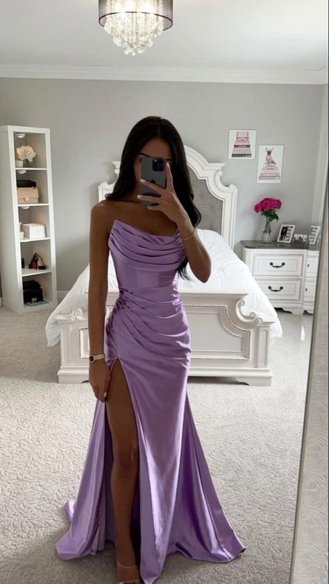 Elegant Bodycon Dress, Split Maxi Dress, Quince Dresses, Satin Gown, Maxi Dress Evening, Dress Maxi, Formal Dresses Prom, Purple Dress, Elegant Fashion