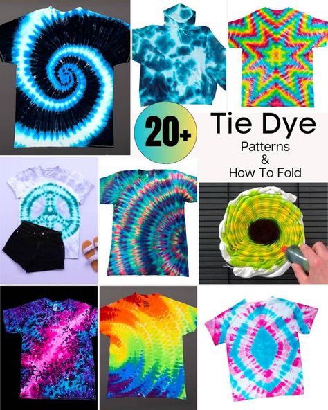 Tie Diy Patterns, Tie Dye Techniques Pattern Tutorials, Tie Dye Patterns Tutorials, Tie Dye Techniques Pattern, Cool Tie Dye Designs, Funky Crafts, Easy Diy Tie Dye, Cool Tie Dye Patterns, Tie Die Patterns