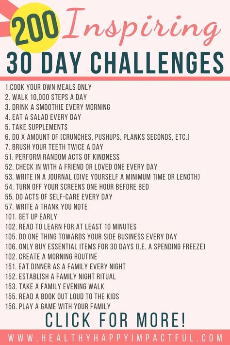 You'll love these creative 30 day challenges to do with friends, kids, family, or by yourself. Use them to take your life to the next level and jumpstart your progress with anything from writing to fitness. 30 Day challenge lifestyle. 30 day challenge fitness fun. 30 challenge workouts. Challenge yourself everyday. Personal growth plan. 30 Day Challenge Ideas Fun, Challenges To Do With Friends, Challenged To Do With Friends, 30 Day Challenge Fitness, Workouts Challenge, 30 Day Challenges, Challenge Fitness, 30 Challenge, Family Quotes Inspirational