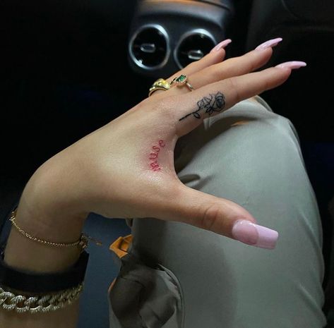 Narwal Tattoo, Finger Tattoo For Women, Pretty Hand Tattoos, Tattoos For Black Skin, Red Ink Tattoos, Hand Tattoos For Women, Pretty Tattoos For Women, Dope Tattoos For Women, Red Tattoos