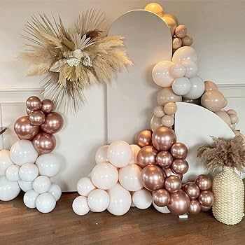 Blush Brown Balloon Garland Nude Rose Gold Double Stuffed Matte Apricot Balloon Arch kit for Wedding Bachelorette Birthday Anniversary Christmas and New Year Party Decoration…, Balloons - Amazon Canada Brown Balloon Garland, Flower Party Themes, Blush Balloons, Balloon Wreath, Balloon Arch Kit, New Year's Party Decorations, Bachelorette Decorations, Arch Kit, Balloon Design