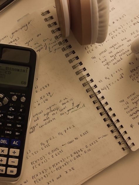 Studying with notebook and calculator headphones Brown Math Aesthetic, Math Asethic, Maths Astetic, Calculus Astethic, Maths Asethic, Advanced Math Aesthetic, Maths Aethstetic, Women In Math Aesthetic, Maths Vision Board