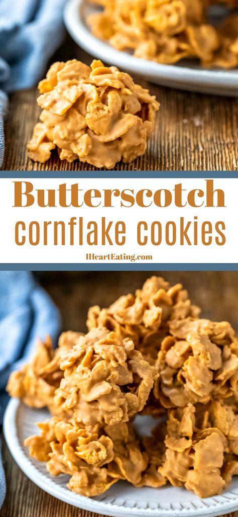 Dinner Ideas No Oven, Cornflake Recipes, Cornflake Cookies Recipe, Butterscotch Recipes, Cornflake Cookies, Easy No Bake Cookies, Impressive Dinner, Christmas Dinner Ideas, Butterscotch Cookies