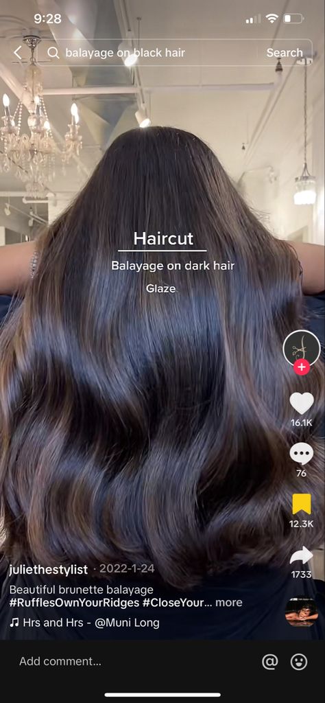 Glaze Hair, Brown Hair Tones, Light Balayage, Hair Glaze, Black Hair Balayage, Brown Hair Looks, Chocolate Brown Hair, Balayage Hair Dark, Black Hair With Highlights