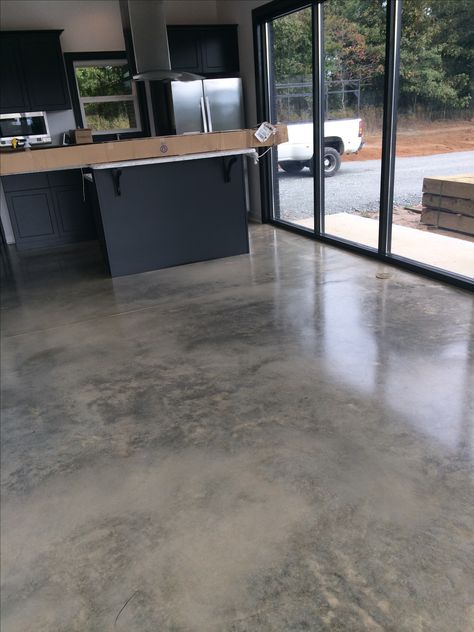 Clear Epoxy Concrete Floor, Cement Floor Kitchen, Cement Floors In House, Small Living Room Design Ideas, Concrete Floors Living Room, Concrete Floors In House, Epoxy Concrete, Polished Concrete Floor, Polished Concrete Floors