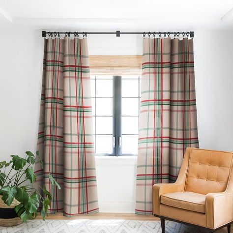 Emanuela Carratoni Tartan Theme On Pink Single Panel Blackout Window Curtain - Deny Designs : Target Tartan Curtains Bedroom, Pillowcase Aesthetic, Playroom Curtains, Tartan Curtains, Cabin Curtains, Sliding Glass Door Curtains, Designs Room, Curtains Rods, Tie Up Curtains