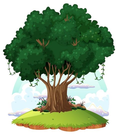 Big Tree Drawing, Cartoon Trees, Big Tree, Tree Drawing, Graphic Resources, Decoupage, Vector Free, Mural, Clip Art