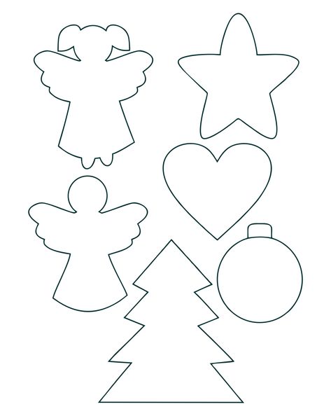 Printable Christmas Ornament Templates Christmas Decoration Templates, Christmas Ornament Cutouts Printable, Christmas Ornament Template Printable, Christmas Cutouts Templates, Ornament Template Free Printable, Felt Crafts Patterns Templates, Christmas Tree Patterns Free Printable, Christmas Tree Ornaments Ideas, Christmas Ornament Printable