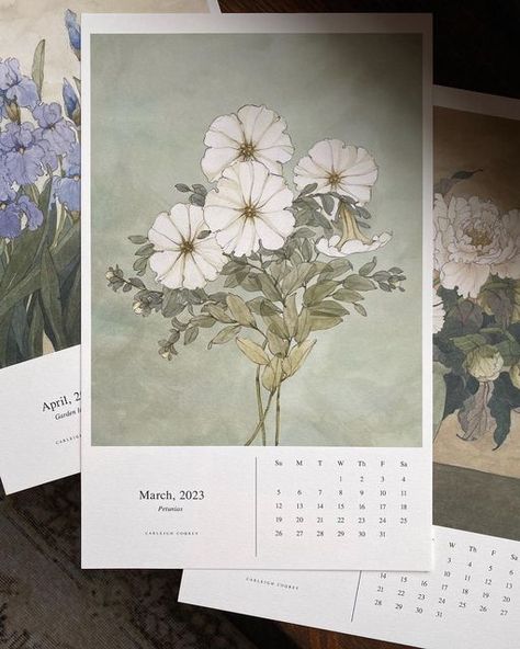 Calander Design Ideas, Spring Thoughts, Carleigh Courey, Calender Ideas, Instagram Corner, Floral Calendar, Flower Calendar, Watercolor Calendar, 달력 디자인