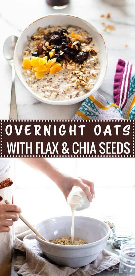 What Is Healthy Food, Chia Overnight Oats, Healthy Foods To Make, Overnight Oats Healthy, Flax Seed Recipes, Overnight Oatmeal, Healthy Food Facts, Cheap Healthy Meals, Overnight Oats Recipe