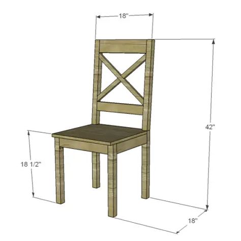 An easy to build dining chair (#2) in a plan suitable for all skill levels! This particular plan is a great weekend project! Diy Farmhouse Dining Chairs, Diy Wood Chairs Dining Rooms, Diy Kitchen Table Chairs, Chair Height Guide, Diy Table Chairs, Diy Farmhouse Chairs Dining Rooms, Diy Farmhouse Chairs, Chair Building Plans, Diy Dining Table Chairs