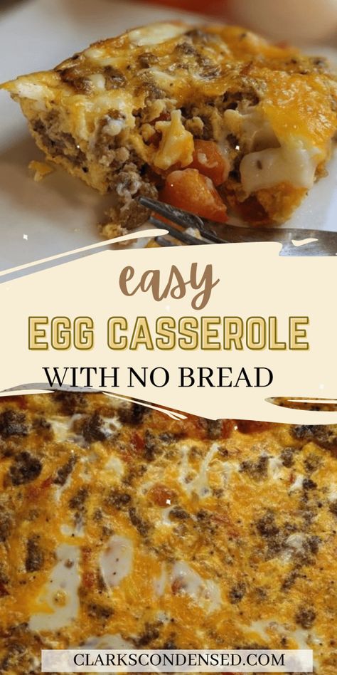 Easy Breakfast Casserole No Bread, Egg Casserole Recipes No Hashbrowns, Easy Egg And Bacon Casserole, Sausage Breakfast Casserole No Bread, Egg And Sausage Casserole Without Bread, Brunch Casserole Recipes Healthy, Breakfast Casserole With No Bread, Egg Casserole With Bread Cubes, No Carb Egg Casserole