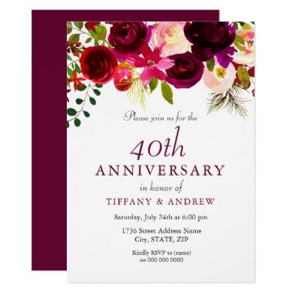 Ruby Wedding Anniversary Card