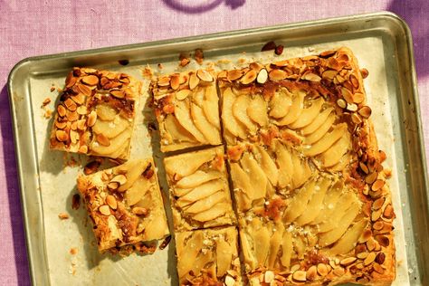 The 50 Best Fall Dessert Recipes Pear Galette, Canned Pears, Pear Tart, Galette Recipe, Candied Ginger, Frozen Puff Pastry, Puff Pastry Recipes, Sliced Almonds, Pastry Recipes