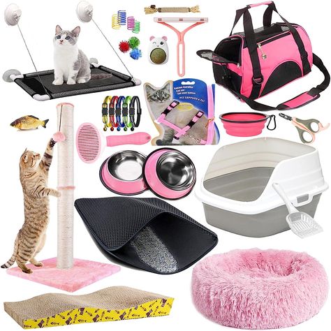 SAVE TIME - This suite of new cats and kittens is perfect for those just getting into owning a cat. There's no need to spend lots of time sifting through dozens of pages of products; we've already selected good and necessary products for you and your cat. Our kitten kits for new owners have all the essentials and tools every new cat needs Stuff For Kittens, Kitten Must Haves, Cat Must Haves, Cute Cat Accessories, Cat Tools, Kitten Stuff, Kitten Supplies, Cat Supplies List, Kitten Accessories