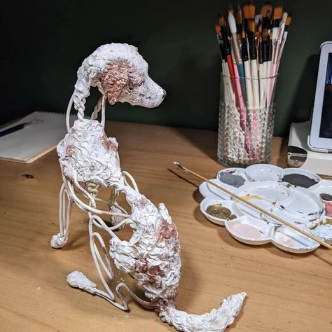 Sculpture Sprint: Complete an Air Dry Clay Project in 3 Days - Susie Benes Clay Dog, Paper Mache Animals, Air Dry Clay Projects, Sculpture Projects, Clay Crafts Air Dry, Creative Block, Dog Sculpture, Art Dolls Handmade, Clay Figures