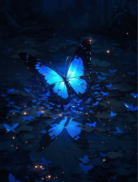 Environment Painting, Blue Aesthetic Dark, Blue Butterfly Wallpaper, Beautiful Butterfly Photography, Beautiful Butterflies Art, Butterfly Background, Dreamy Artwork, Anime Butterfly, Cover Art Design