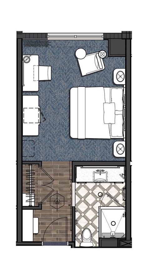 Hotel Room Plan, Hotel Room Design Plan, Small Hotel Room, Hotel Floor Plan, Hotel Floor, Coffee Stations, Hotel Plan, Hotel Room Design, Apartment Floor Plans