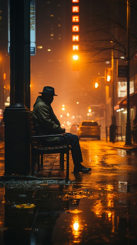 Golden Night Street Scene City Rain Photography, Rain Street Photography, Rainy City Photography, Available Light Photography, Street Photography Inspiration, Night Time Photography People, Cinematic Night Photography, Dark Street Photography, Cinematic Street Photography