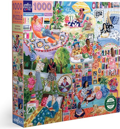 Amazon.com: eeBoo Piece & Love: Women Reading - 1000 Piece Puzzle - Square Adult Jigsaw, 23x23, Includes Image Reference Insert, Glossy Pieces : Toys & Games Watercolor Collage, Women Reading, 1000 Piece Puzzle, Book Shop, Screen Free, Woman Reading, Puzzle Box, 1000 Piece Jigsaw Puzzles, Special Friend