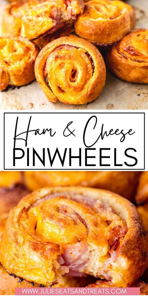 Freezable Pinwheels, Pinwheel Recipe, Hot Ham And Cheese, Crescent Roll Recipes Dinner, Ham And Cheese Roll Ups, Ham Slices, Ham And Cheese Pinwheels, Cheese Pinwheels, Pillsbury Recipes