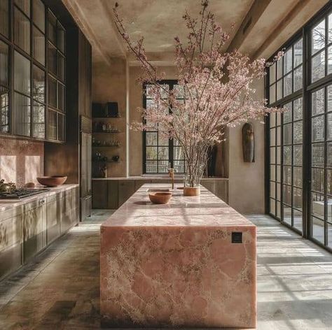 Dreamy Kitchens, Marble Island, Walnut Kitchen, Kitchen Stand, Pink Kitchen, Kitchen Marble, Kitchen Inspiration Design, Kitchen Color, January 15