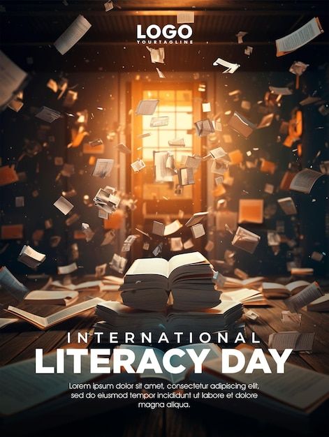 PSD international literacy day social me... | Premium Psd #Freepik #psd #book #read #library #education Library Social Media Posts, Book Flyer Design, International Literacy Day Creative Ads, Brain Poster Design, Book Event Poster, Book Creative Ads, Book Social Media Post, Library Poster Design, International Literacy Day Poster