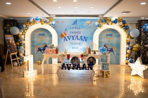 Baby Boy First Birthday Ideas Decoration, Baby Boy First Birthday Decoration Ideas, Baby 1st Birthday Decorations, First Birthday Celebration Ideas, Baby Bday Decoration Ideas, First Bday Decoration, Baby Boy Theme Birthday Party, Birthday Theme For Boys 1st, Prince Theme Birthday Decoration