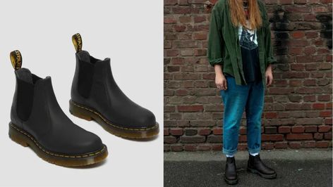 Black Dr Martin Boots Outfit, Dm Chelsea Boots Outfit, Styling Dr Martens Chelsea Boots, How To Style Dr Martens Chelsea Boots, Chelsea Boots Outfit Doc Martens, Dr Martens 2976 Chelsea Boots Outfit, Doc Martens Embury Outfits, Chelsea Boots Outfit Dr Martens, How To Style Doc Martens Chelsea Boots