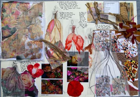 https://flic.kr/p/jsAA48 | Design Development | A Level Textiles Flower project.  Design and print development. Range of dresses based on the process of decay in flowers, and the process of creating textile print Sketchbook Materials, Fashion Sketchbook Inspiration, Sketchbook Layout, Textiles Sketchbook, A Level Textiles, Gcse Art Sketchbook, A Level Art Sketchbook, Arte Peculiar, Fashion Design Sketchbook