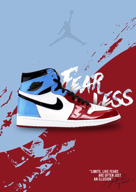 Jordan 1 FEARLESS Jordan 1 Poster, Fearless Jordan 1, Jordan 1 Fearless, Sneaker Art, Nike Jordan, Nike Logo, Phone Cover, Jordan 1, Air Jordan Sneaker