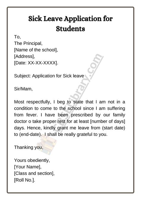 Leave Application Format for School, College and Office | Tips to Write leave application  - CBSE Library Application Format For School, Leave Note For School, Sick Leave Application For Office, Types Of Letters Writing, Leave Letter Format For College, Leave Application For School By Student, Leave Application For College, Application For Sick Leave In English, Application For Leave In School