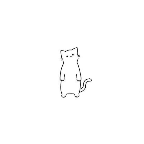 Cute Tiny Cat Drawing, Small Cute Cat Drawings, Cute Cat Tattoo Small Simple, Small Tattoos Of Cats, Tiny Cat Outline Tattoo, Animated Cat Tattoo, Minimalistic Cat Drawing, Cats Minimalist Tattoo, Doodle Cat Tattoo