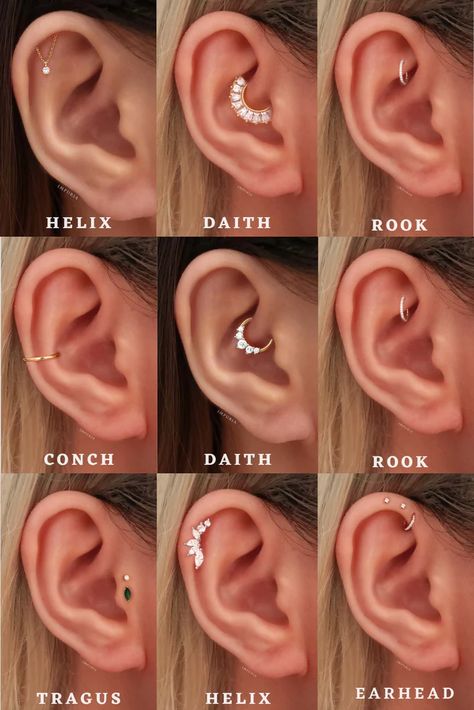 Parts Of The Ear To Pierce, Piercings Ear Names Earrings, Pericing Ideas Ears Chart, Diagram Of Ear Piercings, Professional Ear Piercings, Places To Get Your Ear Pierced, Ears Filled With Piercings, Labeled Ear Piercing Diagram, Piecerings Ideas