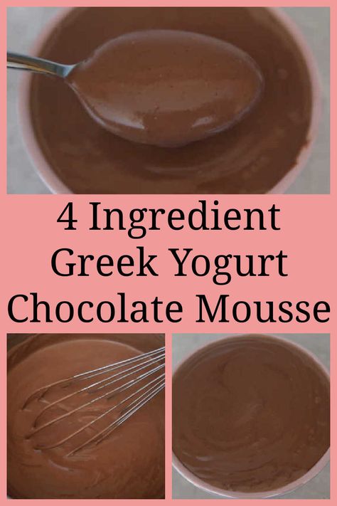 Greek Yogurt Chocolate Mousse Recipe – How to make an easy, healthy, high protein pudding dessert with only 4 ingredients – with the full YouTube video tutorial. Greek Yogurt Chocolate Mousse, Greek Yogurt Deserts, Greek Yogurt Mousse, Yogurt Pudding Recipes, Greek Yogurt Pudding Recipes, Greek Yogurt Cheesecake Pudding, Desserts With Greek Yogurt, Healthy Pudding Desserts, Yogurt Mousse Recipe