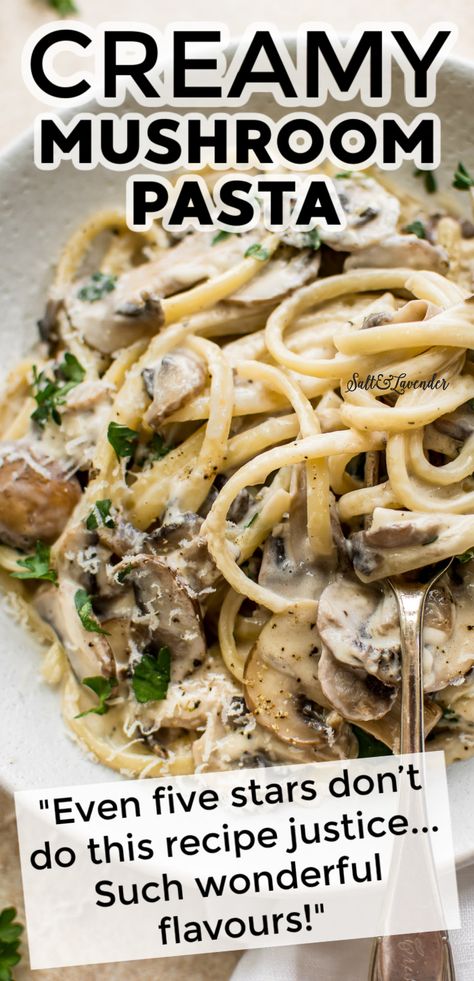 Chunky Chef, Mushroom Recipes Pasta, Creamy Mushroom Pasta, Creamy Pasta Recipes, Mushroom Dish, Easy Pasta Dishes, Meatless Dinner, Savory Food, Parmesan Sauce