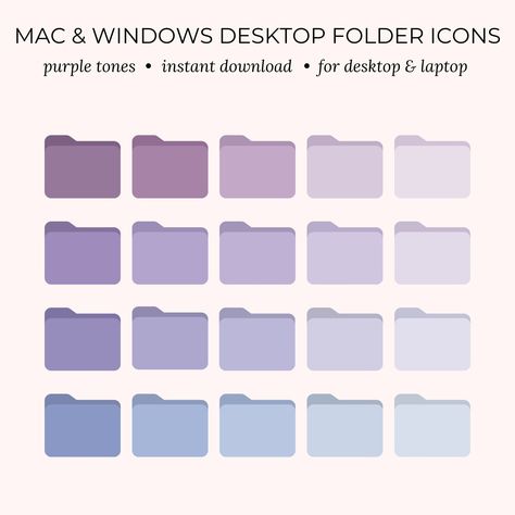 Desktop Icons for Mac and Windows Desktop and Laptop Wallpaper, Computer Folder Icons, Purple Folder Icons for Digital Organization - Etsy plannerorganizationideas #horizontalplanner📗 Purple Folder Icon, Computer Folder Icons, Mac Aesthetic, Aesthetic Screen, Windows Icons, Folder Icons For Mac, Computer Desktop Backgrounds, Palettes Color, Ipad Essentials