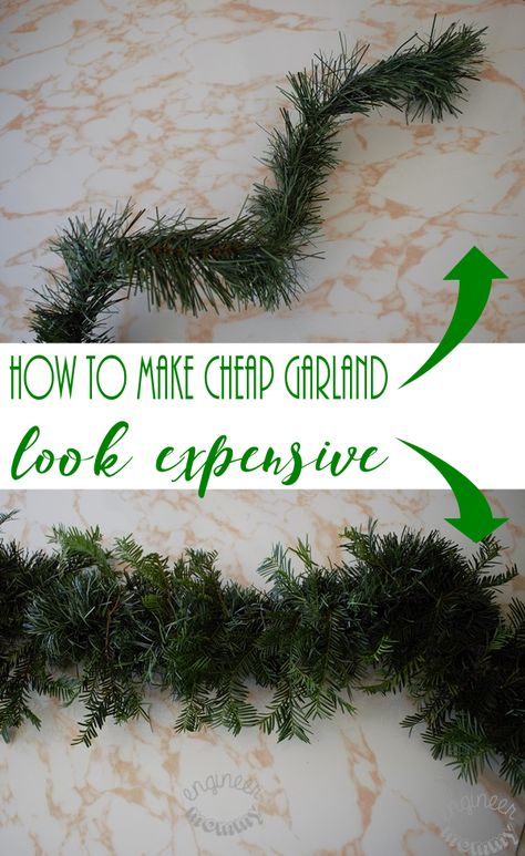 How To Make Cheap Garland Look Expensive!! You'll never believe this trick!! Cheap Garland Look Expensive, Outdoor Christmas Garland, Christmas Banister, Outdoor Garland, Diy Christmas Garland, Garland Diy, Front Porch Christmas Decor Ideas, Porch Christmas Decor Ideas, Porch Christmas Decor