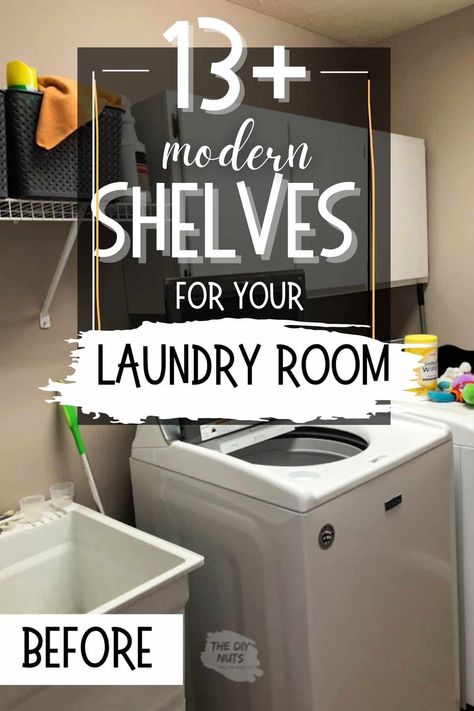 DIY laundry room shelves and cabinets are the perfect way to update your laundry room. Add extra storage abover your washer and dryer to create a pretty and functional laundry room renovation or makeover. Find your next budget room decor idea here. Diy Laundry Room Shelves, Diy Laundry Room Storage, Laundry Closet Makeover, Laundry Room Decor Ideas, Diy Laundry Room, Laundry Shelves, Laundry Room Ideas Small Space, Small Laundry Room Makeover, Diy Shelf