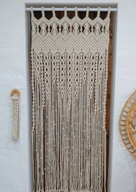 Macrame Closet Door, Closet Rolling Door, Diy Curtain For Door, Decorative Closet Doors Ideas, Closet Covers Ideas, Tapestry For Closet Door, Laundry Room Door Curtain, Bathroom Closet Curtain, Non Door Closet Ideas