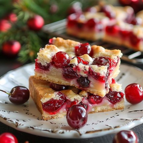 Crust and Topping Christmas Cherry Cheese Bars, Cherry Cake Bars, Bada Bing Cherry Recipes, Cherry Crumb Bars, Cherry Desserts Easy Simple, Christmas Cherry Bars Taste Of Home, Christmas Cherry Desserts, Christmas Cherry Bars Recipe, Christmas Cherry Cheesecake