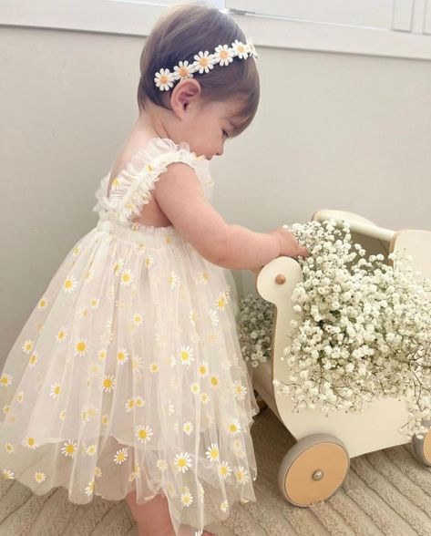 Daisy Birthday Dress, Daisy Birthday Outfit, Daisy First Birthday Outfit, Daisy 1st Birthday Party Decorations, Daisy First Birthday Photoshoot, Daisy Party Theme 1st Birthdays, Birthday Daisy Theme, Daisy Themed First Birthday, Daisy Photoshoot