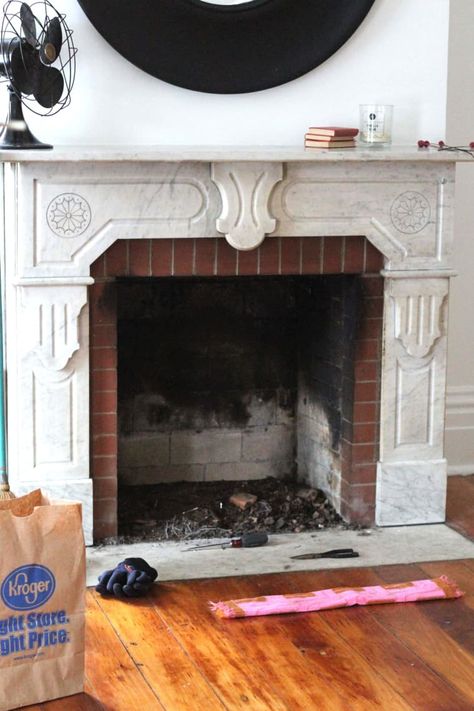 How To Clean a Fireplace | Apartment Therapy Fireplace Apartment, How To Clean Brick, Tv Over Fireplace, Simple Fireplace, Clean Fireplace, All Natural Cleaners, Brick Fireplace Makeover, Old Fireplace, Fireplace Hearth