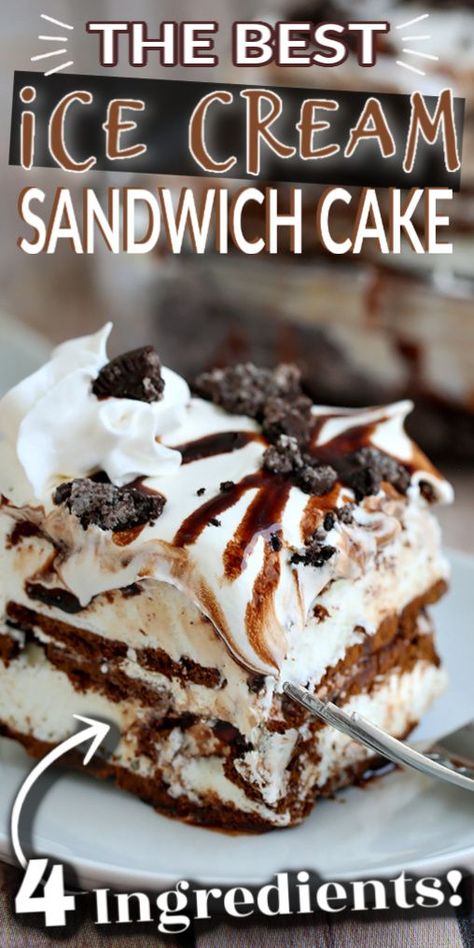 Sandwich Cake Recipe, Ice Cream Sandwich Cake Recipe, Ice Cream Sandwich Dessert, Oreo Ice Cream Sandwich, Ice Cream Dessert Recipe, Cream Sandwich Cake, Ice Cream Sandwich Cake, Dessert Oreo, The Best Ice Cream