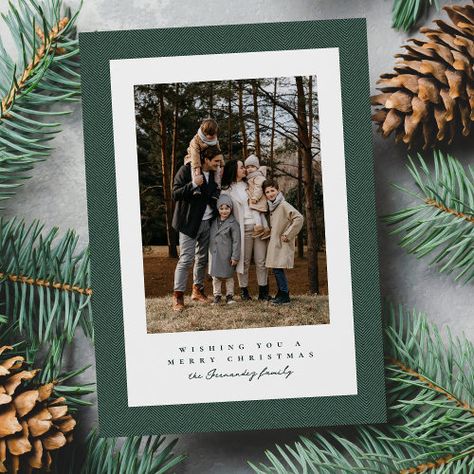 Simple Tweed Frame Dark Green Photo Christmas Holiday Card #zazzle #weddinginvitations #birthdayinvitations #babyshowerinvitations #zazzleinvitations #monogram #businesscards #graduation #homedecor Christmas Card Inspiration Photo, Newlywed Christmas Card, Christmas Card Family, Classic Christmas Cards, Family Holiday Cards, Family Christmas Card, Books Design, Digital Christmas Cards, Frame Christmas