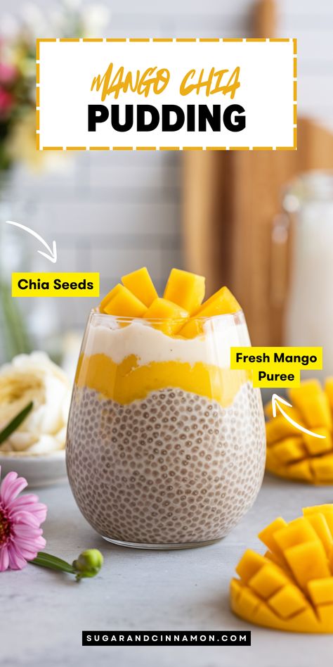 Refresh your palate with a luscious Mango Chia Pudding! This easy recipe is loaded with healthy fats and natural sweetness from mangoes. Ideal for satisfying your sweet tooth without the guilt. Make sure to save this pin and bring a burst of flavor to your table! Quick Easy Chia Seed Pudding, Mango Chia Pudding Recipes, Chia Seed Pudding Coconut Milk Mango, Pineapple Coconut Chia Pudding, Mango Lassi Chia Pudding, Fall Cocktails Easy, Vegan Mango Chia Pudding, Chia Yogurt, Chia Pudding Recipes Healthy